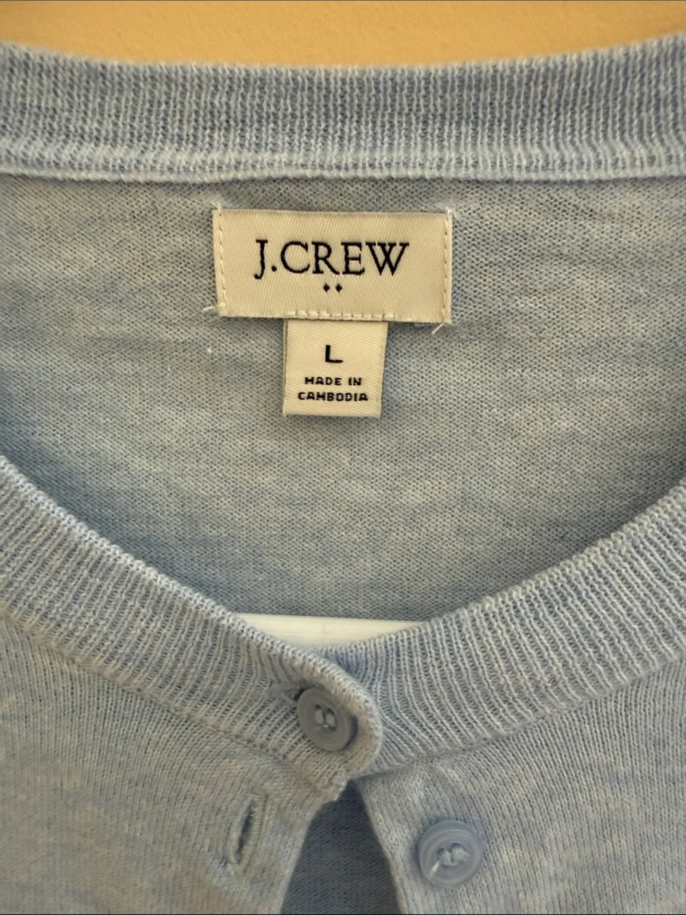 J. Crew Women's‎ Pale Blue Crewneck Button-Front Cardigan Sz Large
